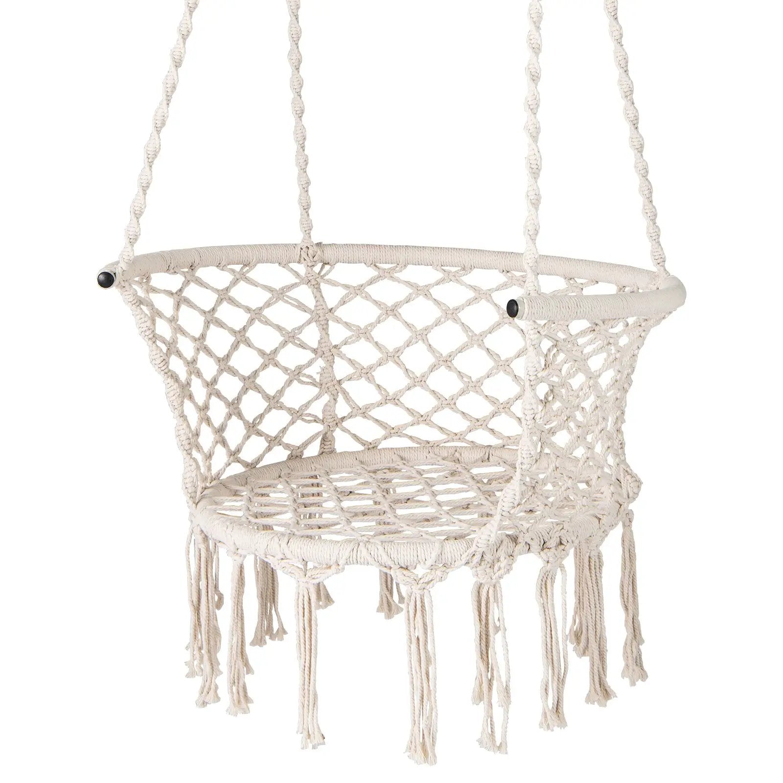 Hammock Chair Macrame Swing Hanging Cotton Rope Chair-Beige by DirectDeals