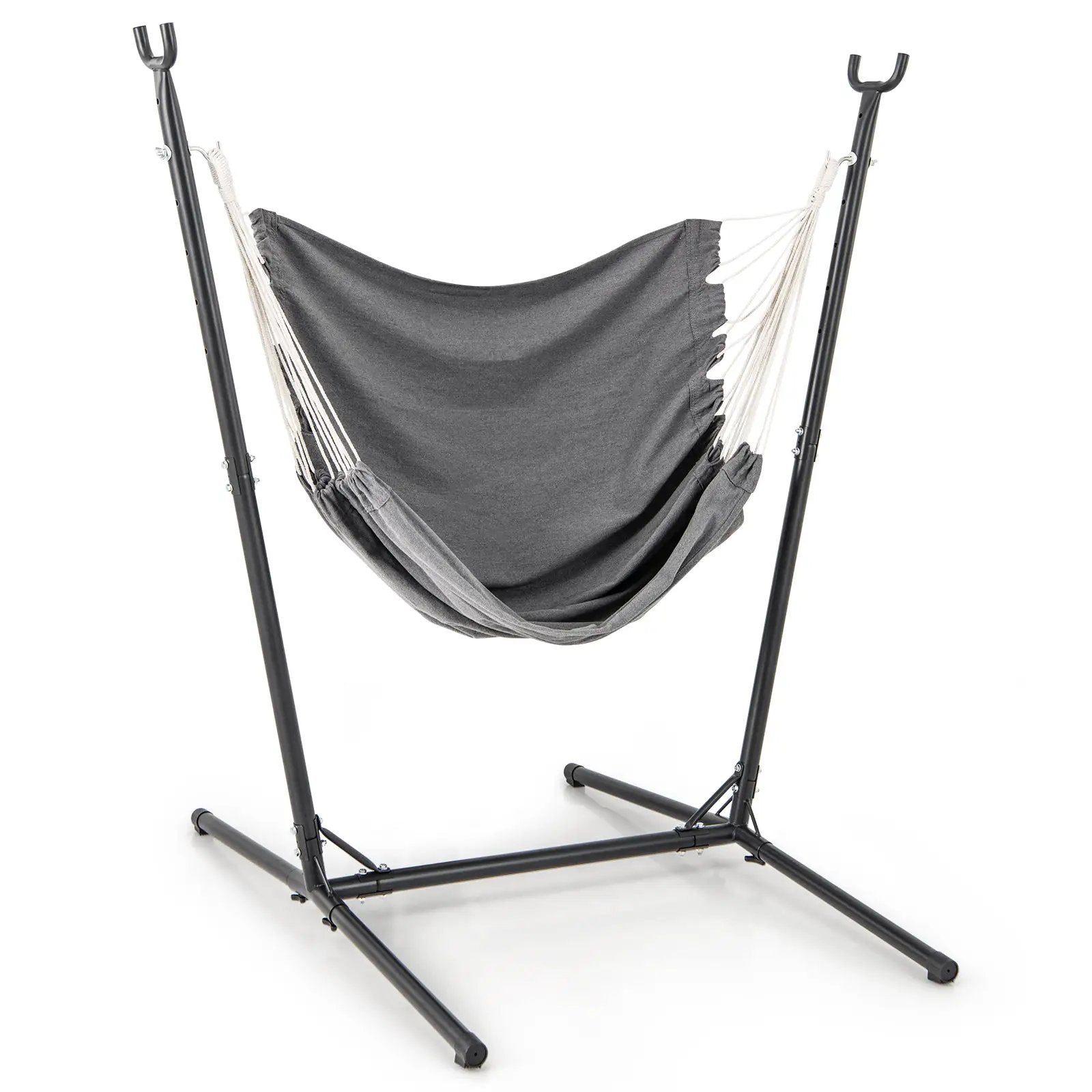 Hammock Chair with Stand 6-Position Adjustable Height and Side Pocket-Gray by DirectDeals