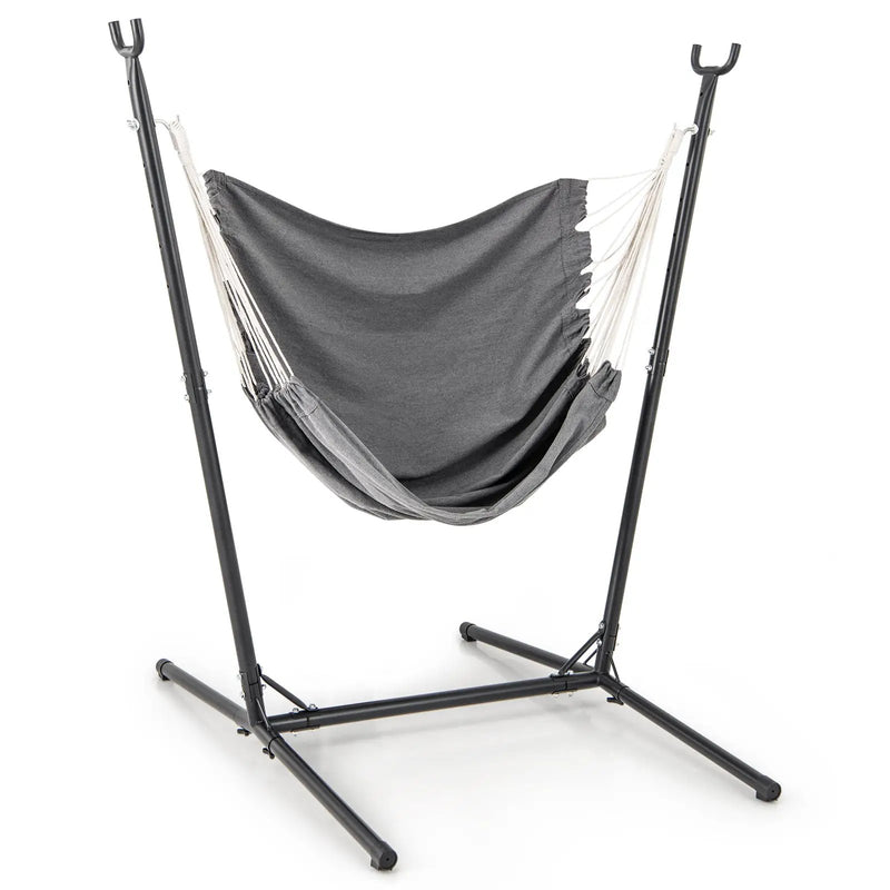 Hammock Chair with Stand 6-Position Adjustable Height and Side Pocket-Gray by DirectDeals