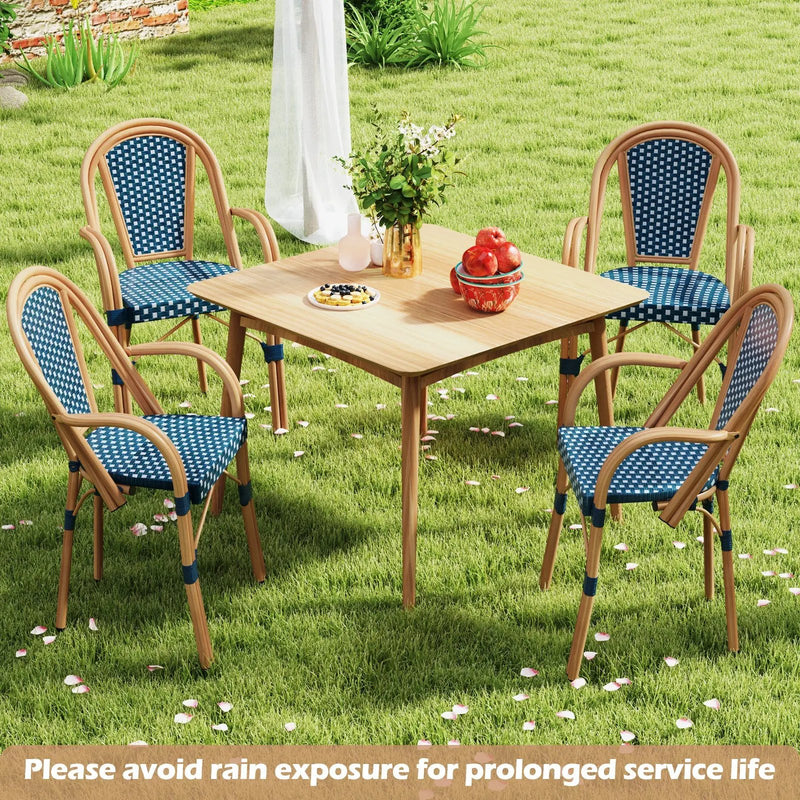 Hand-Woven PE Wicker Outdoor French Bistro Chairs Set of 2 by DirectDeals