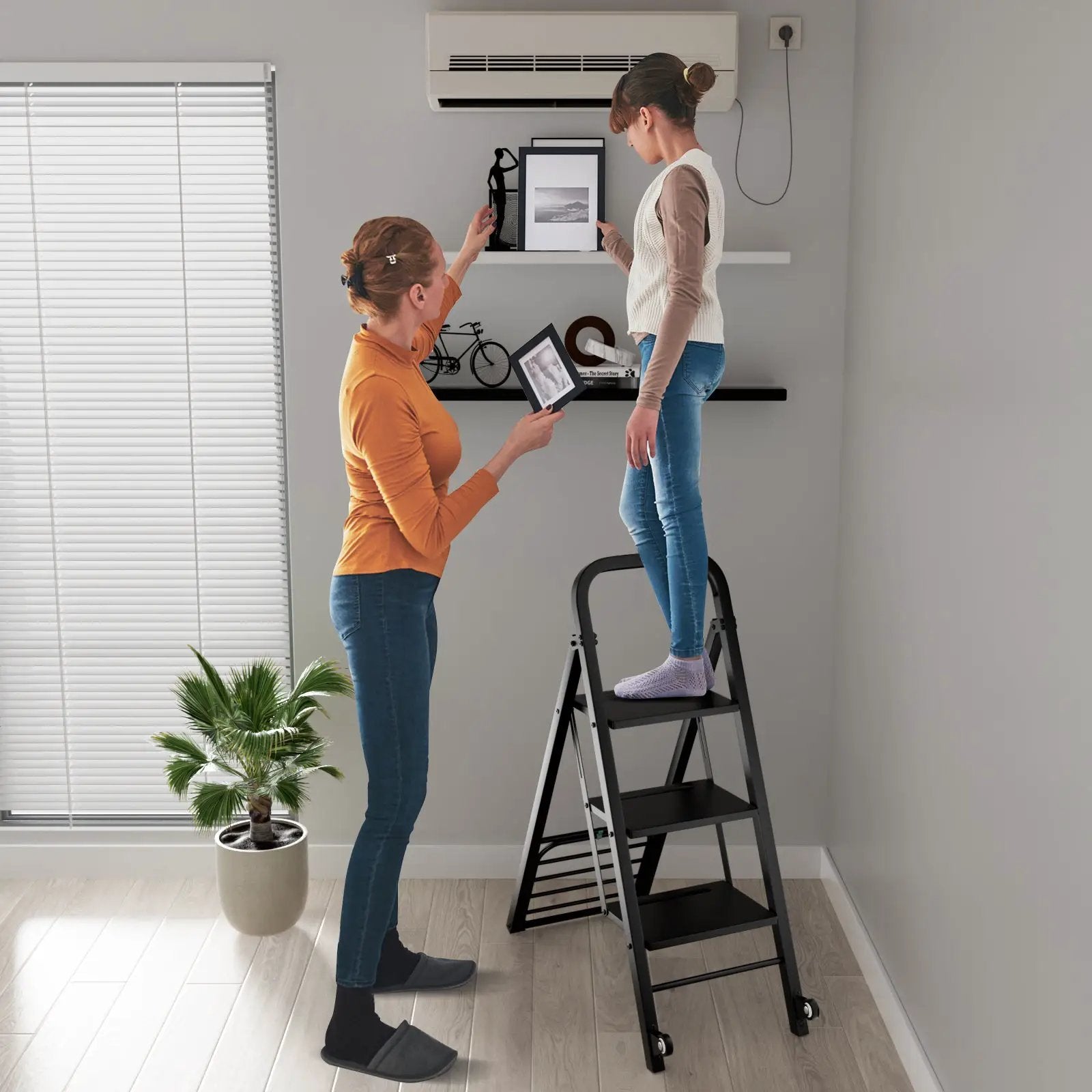 2 in 1 Hand Truck and Ladder Combo with Rubber Wheels and Handle by DirectDeals