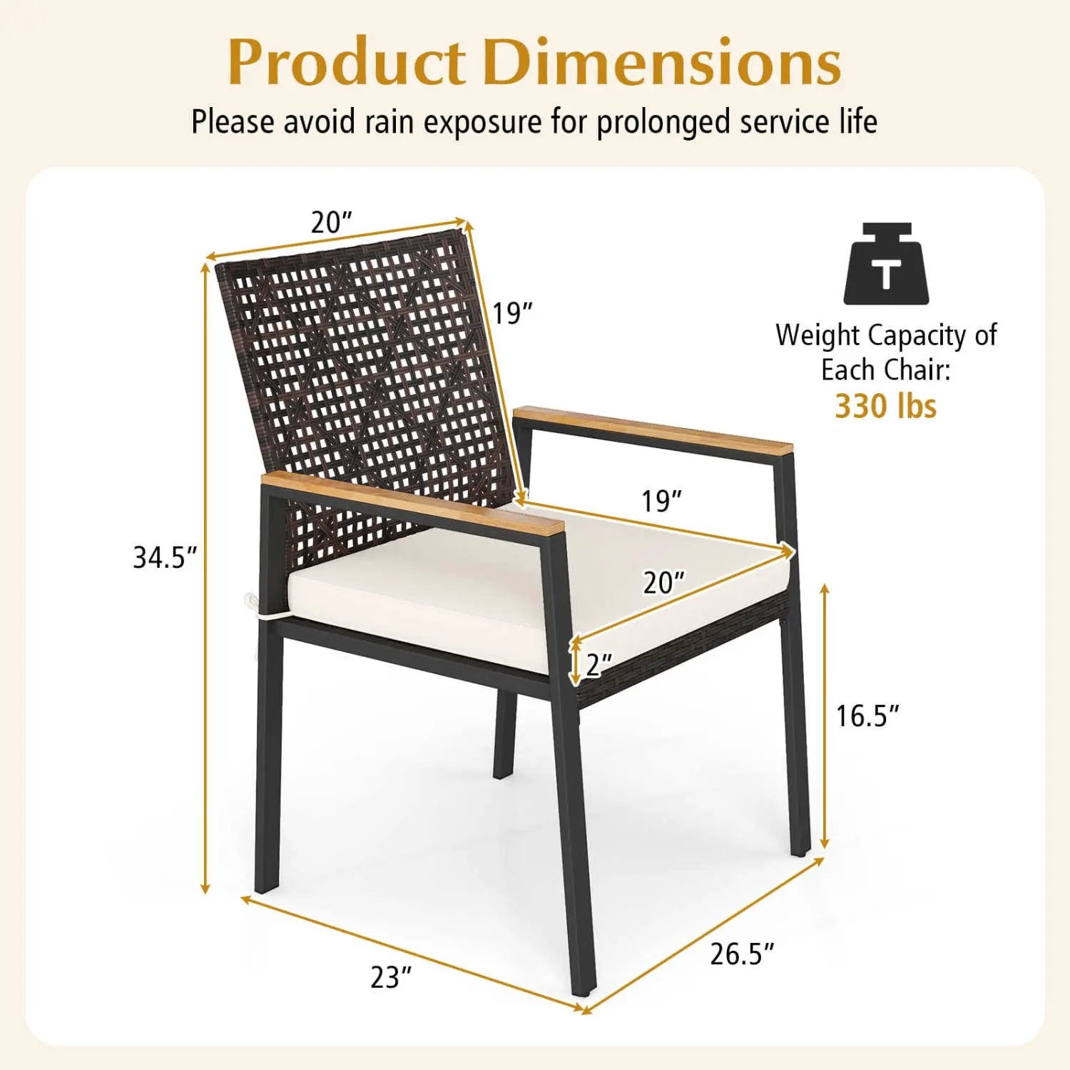 Patio Dining Chairs Set of 4 with Acacia Wood Armrests by DirectDeals