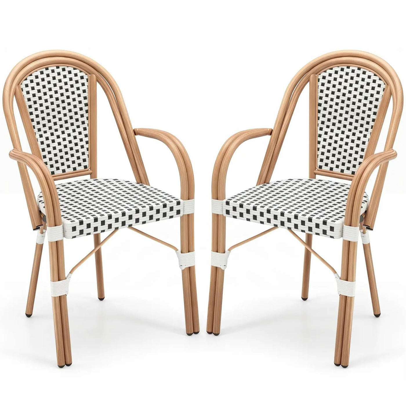 PE Wicker Bistro Dining Chairs Set of 2 - 400 lbs Capacity by DirectDeals