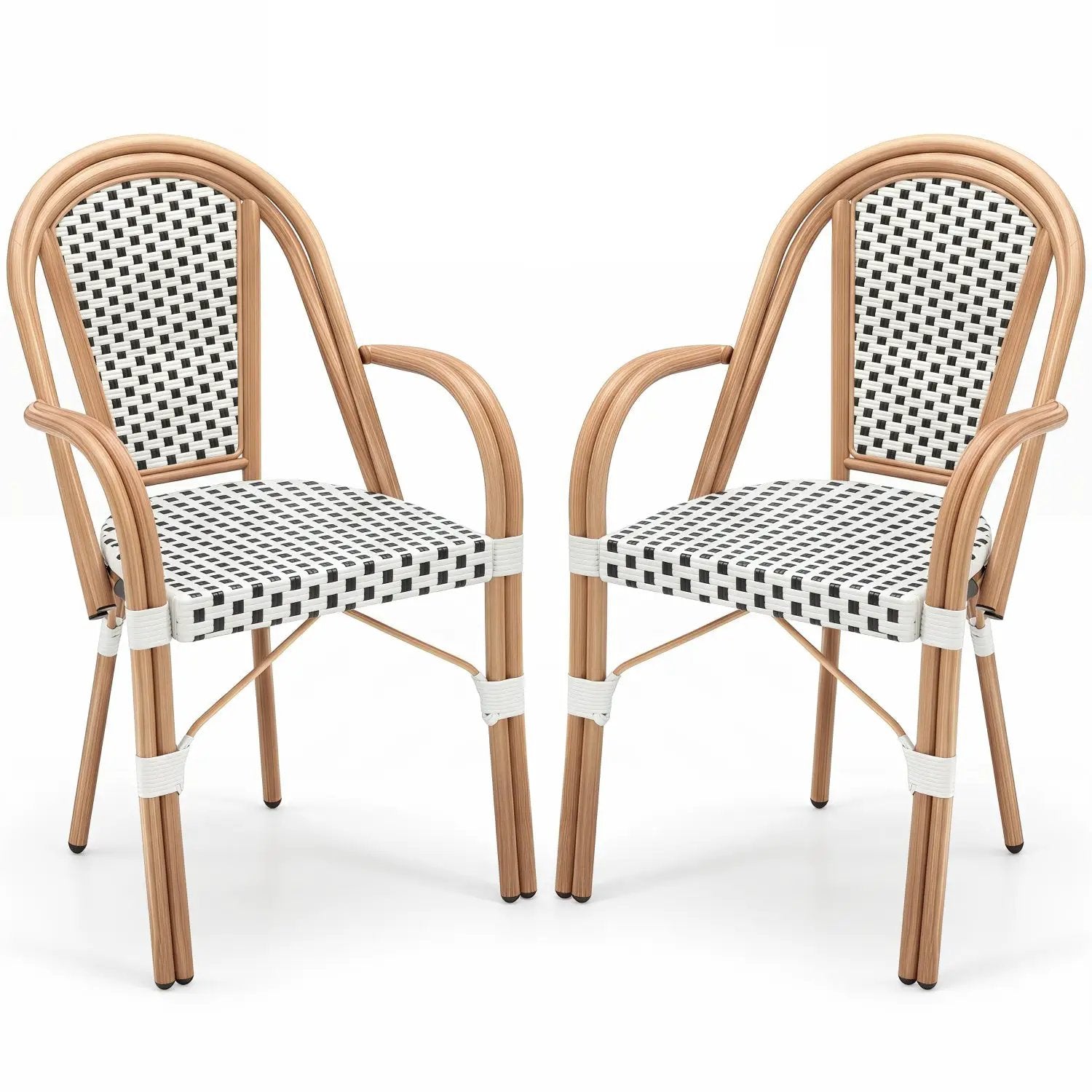 PE Wicker Bistro Dining Chairs Set of 2 - 400 lbs Capacity by DirectDeals
