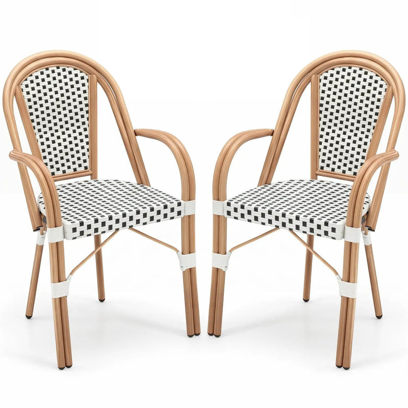 PE Wicker Bistro Dining Chairs Set of 2 - 400 lbs Capacity by DirectDeals