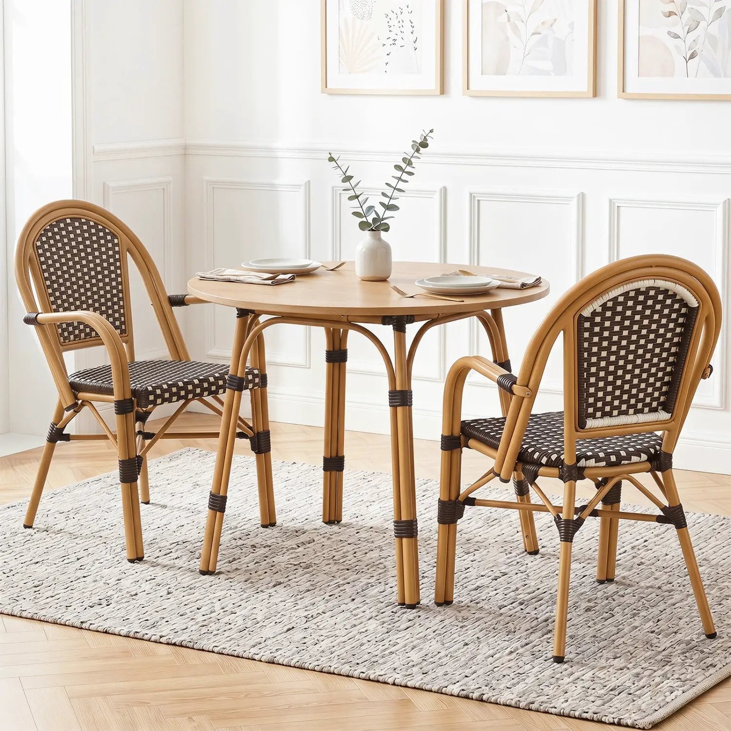 PE Wicker Bistro Dining Chairs Set of 2 - 400 lbs Capacity by DirectDeals