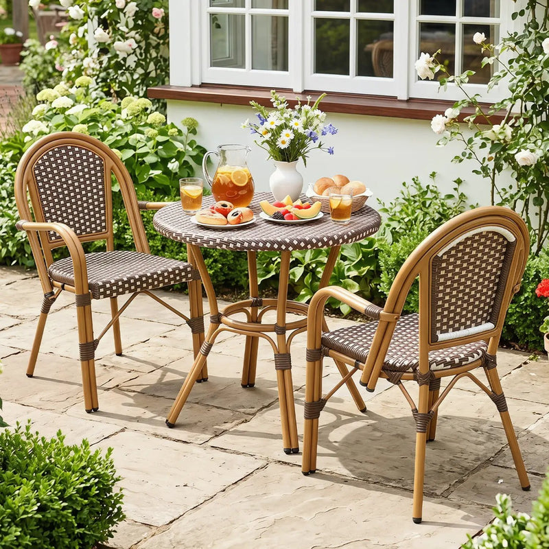 PE Wicker Bistro Dining Chairs Set of 2 - 400 lbs Capacity by DirectDeals