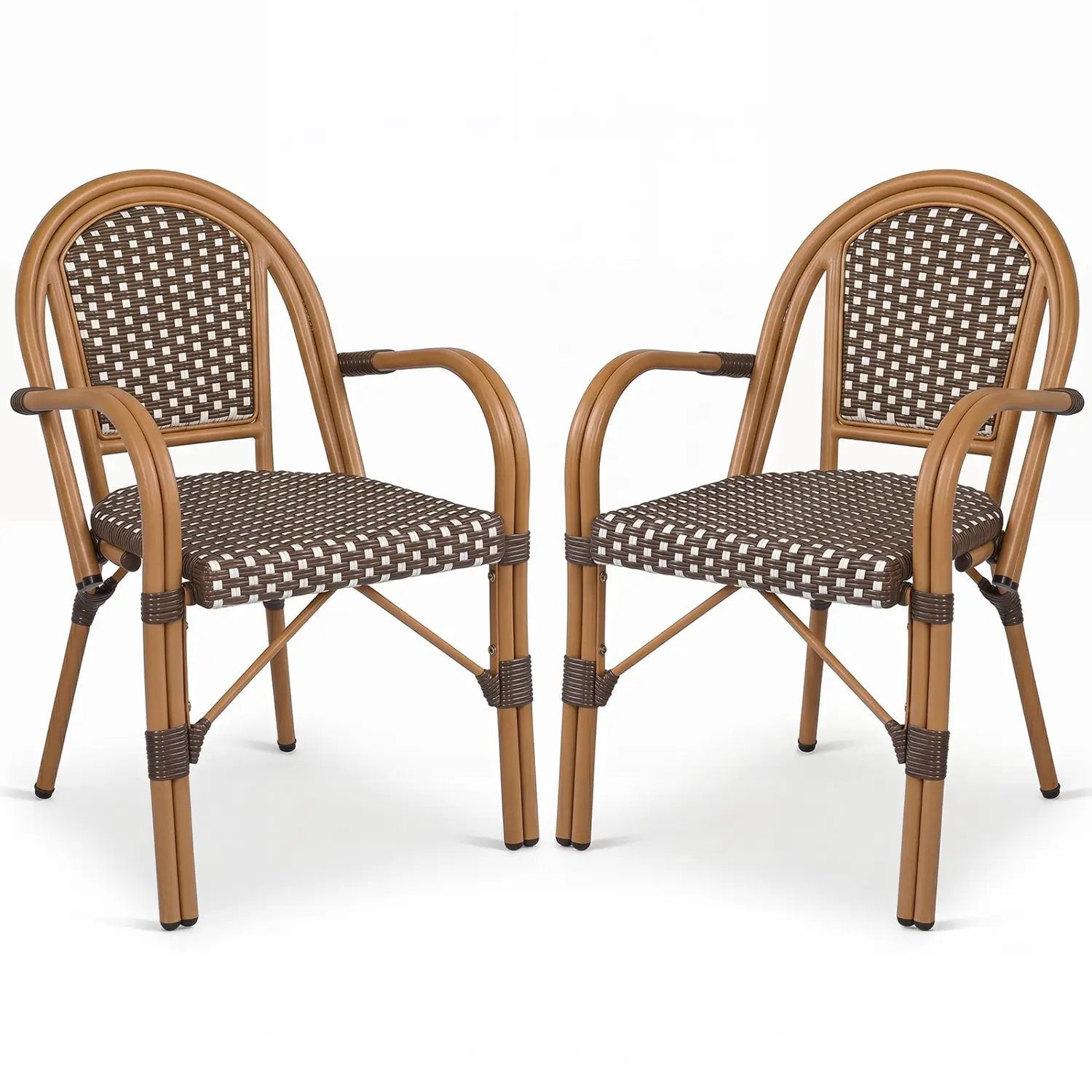 PE Wicker Bistro Dining Chairs Set of 2 - 400 lbs Capacity by DirectDeals