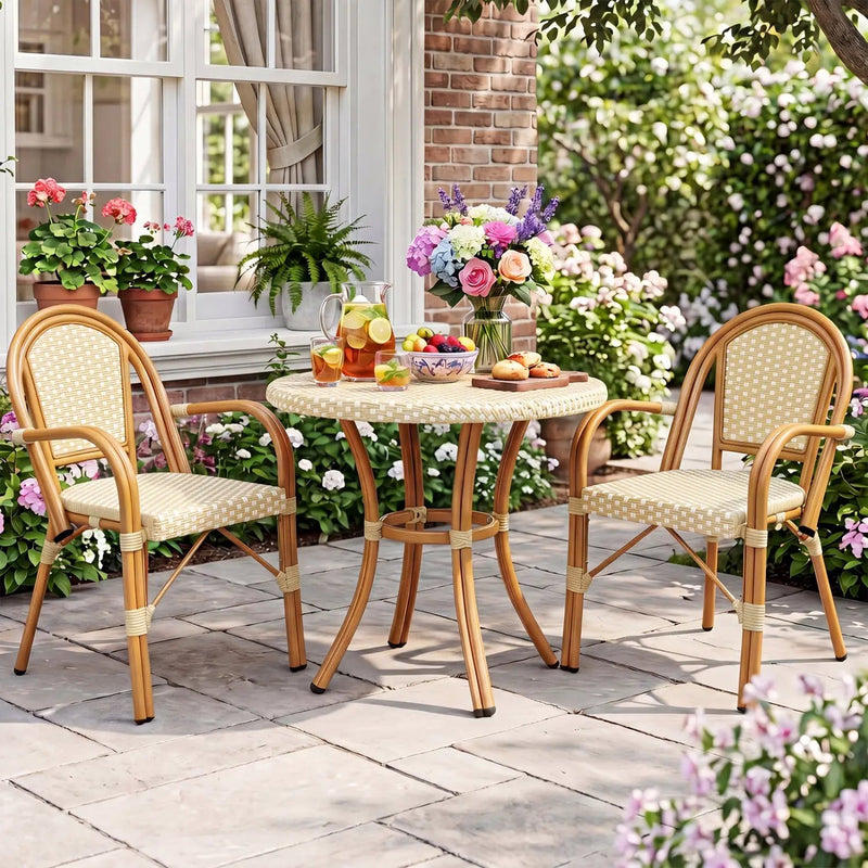 PE Wicker Bistro Dining Chairs Set of 2 - Yellow by DirectDeals