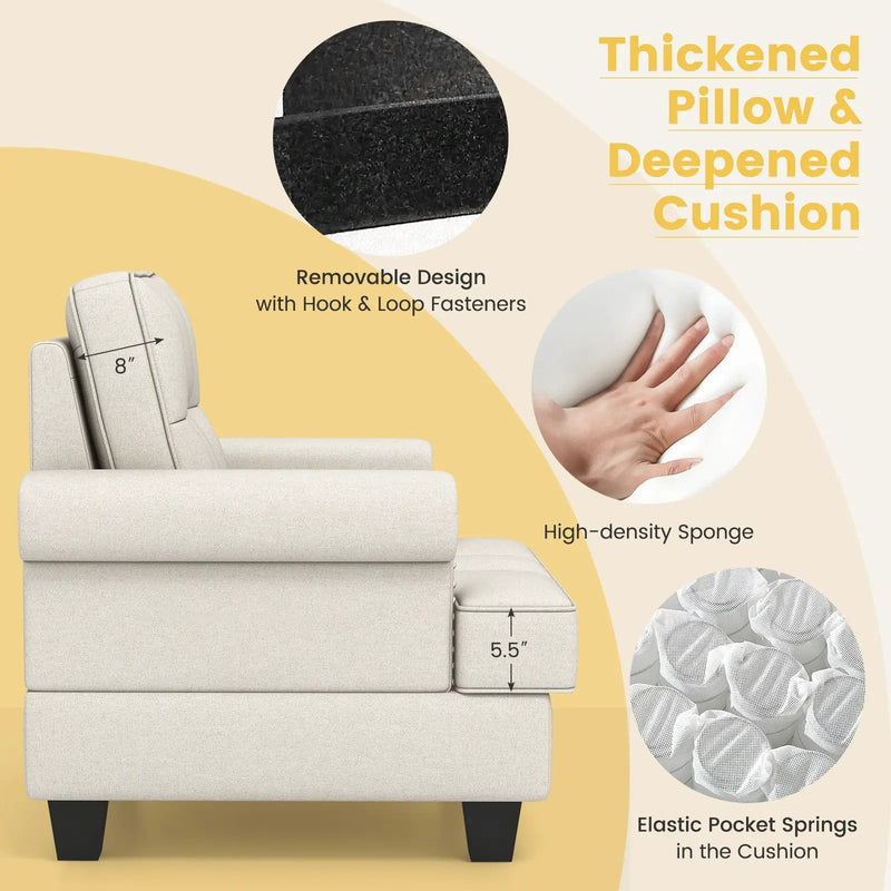 Mid-century Modern Accent Armchair Tufted Linen Club Chair by DirectDeals
