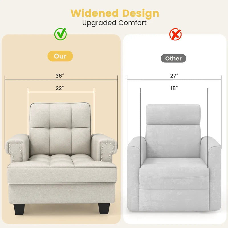 Mid-century Modern Accent Armchair Tufted Linen Club Chair by DirectDeals