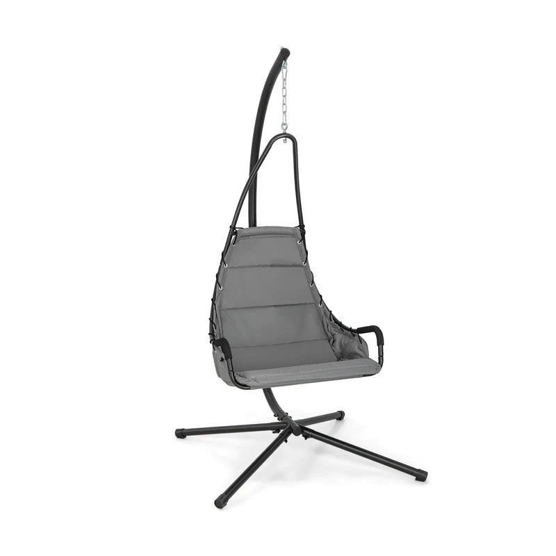 Hanging Chair with Stand and Extra Large Padded Seat-Gray by DirectDeals