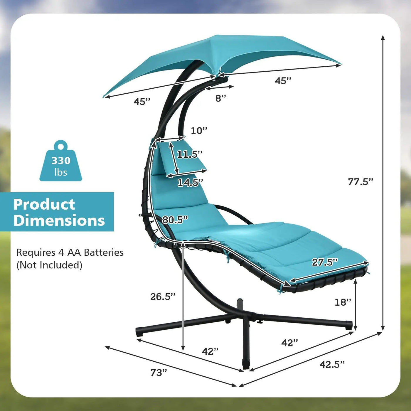 Hanging Curved Steel Swing Chaise Lounger with Removable Canopy by DirectDeals