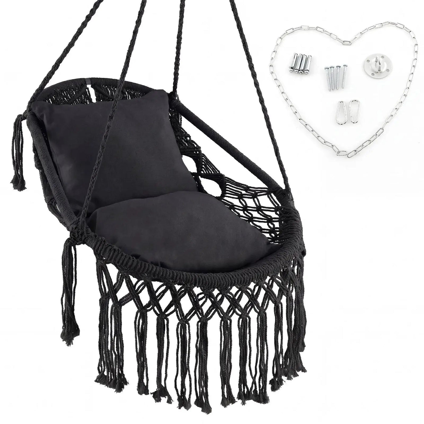 Hanging Hammock Chair with Soft Seat Cushions and Sturdy Rope Chain by DirectDeals