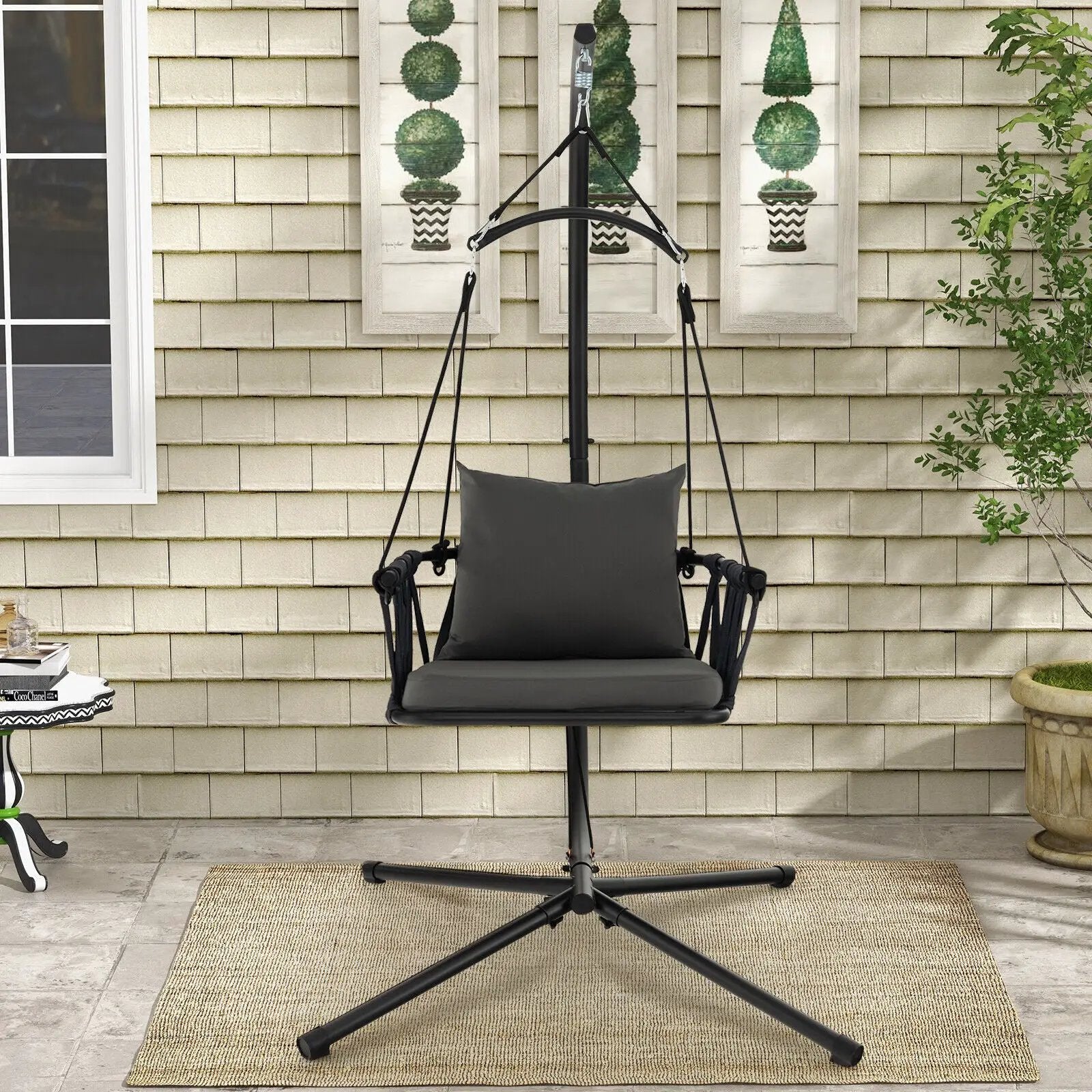 Hanging Swing Chair with Stand-Gray by DirectDeals