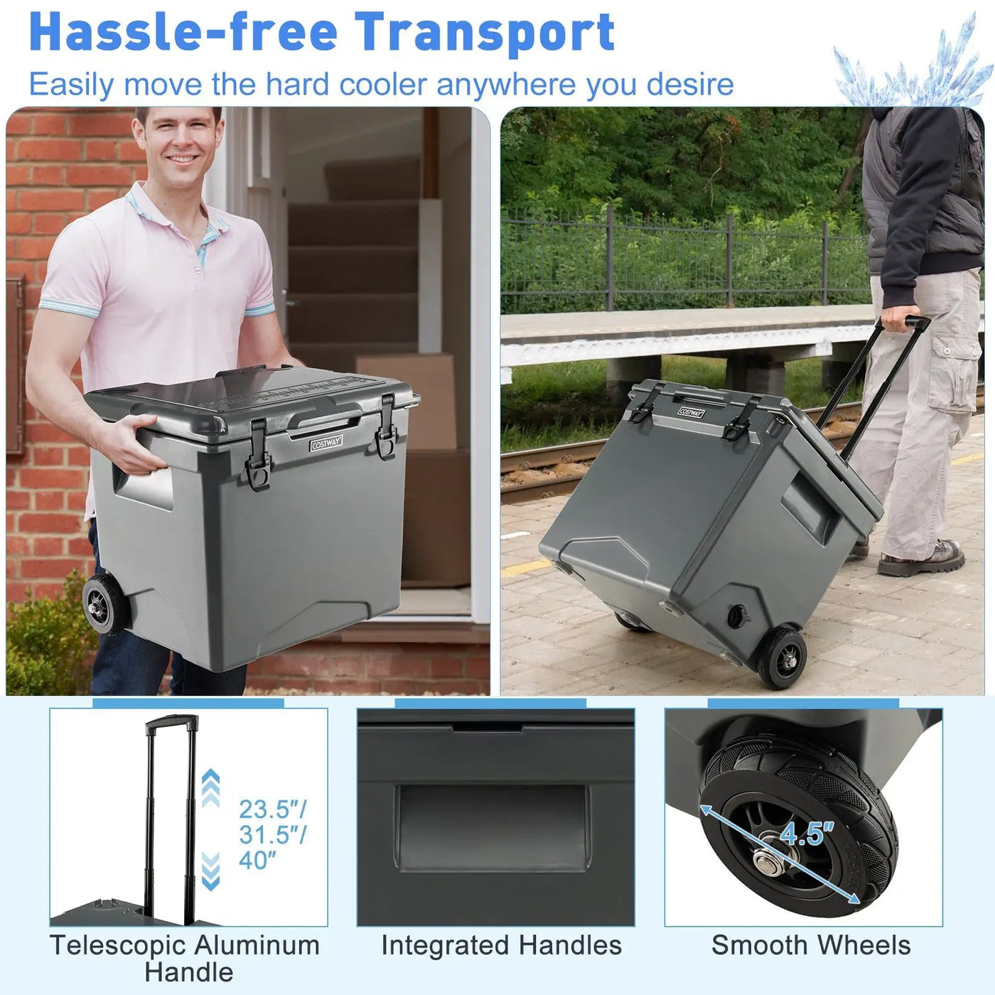 42 Quart Hard Cooler with Wheels and Handle by DirectDeals
