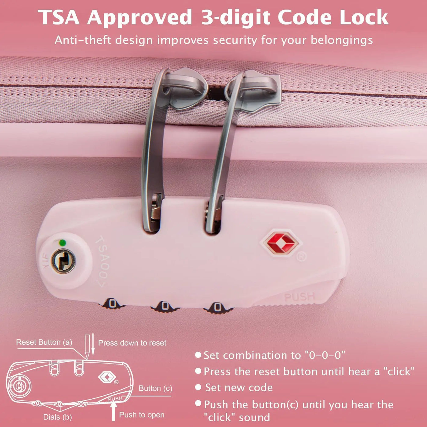 Hardside Luggage with Spinner Wheels with TSA Lock and Height Adjustable Handle by DirectDeals