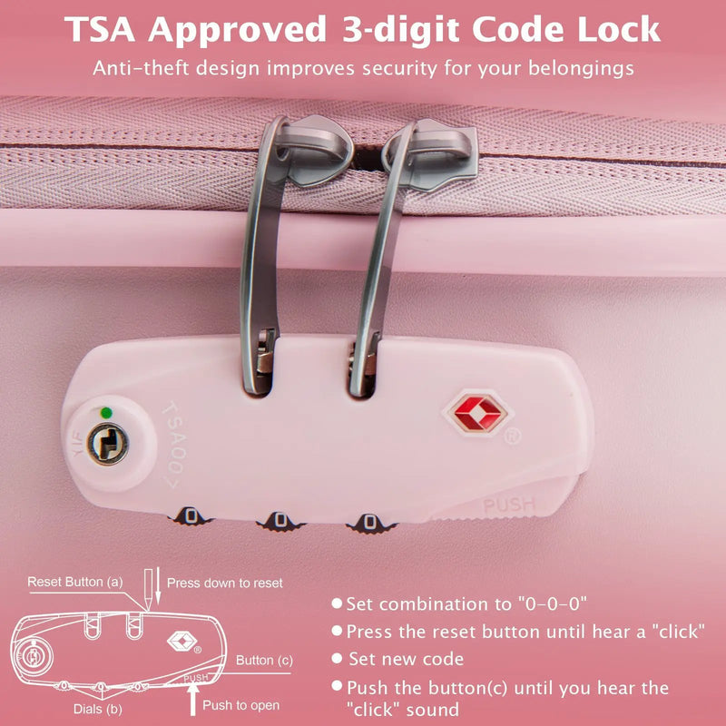 Hardside Luggage with Spinner Wheels with TSA Lock and Height Adjustable Handle by DirectDeals