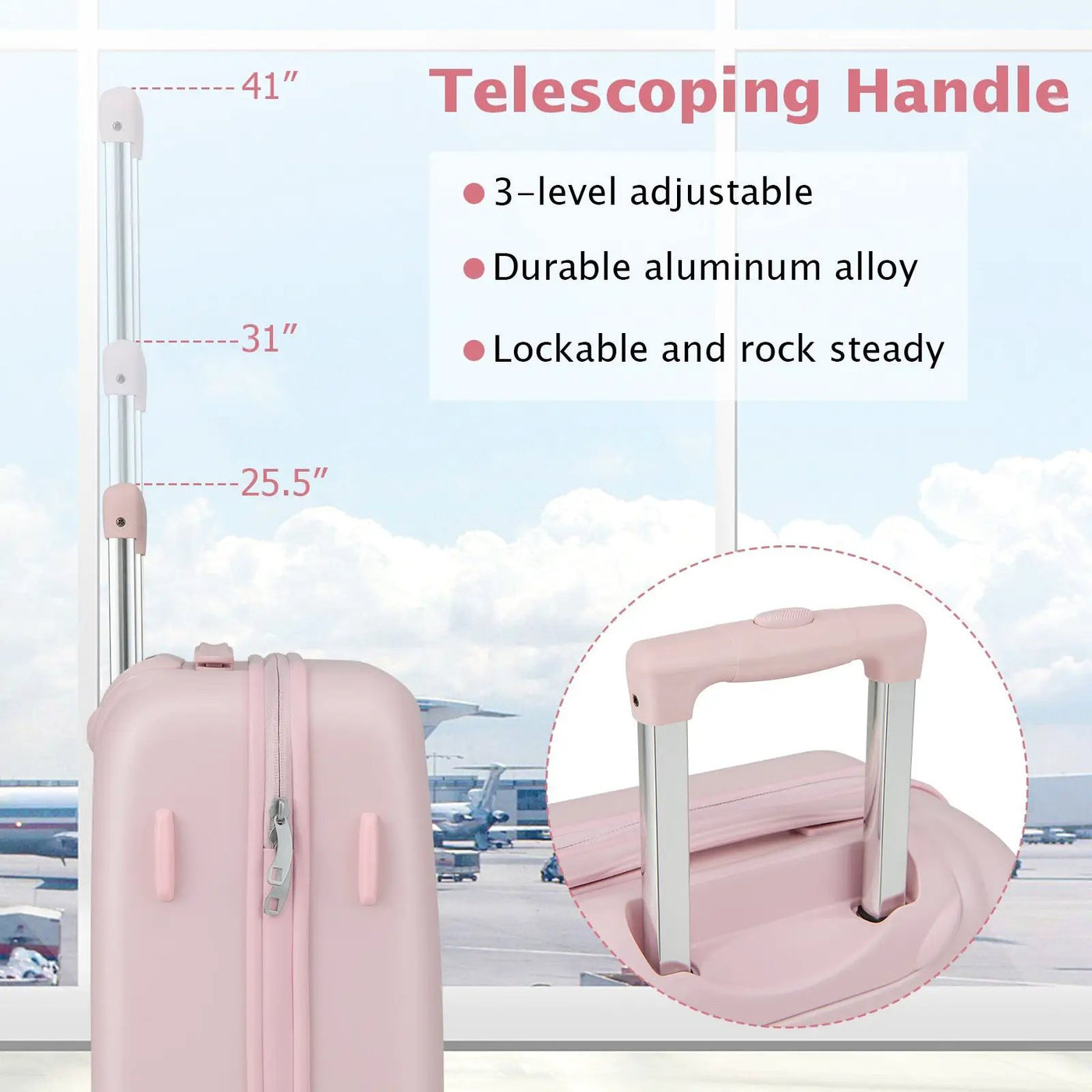 Hardside Luggage with Spinner Wheels with TSA Lock and Height Adjustable Handle by DirectDeals