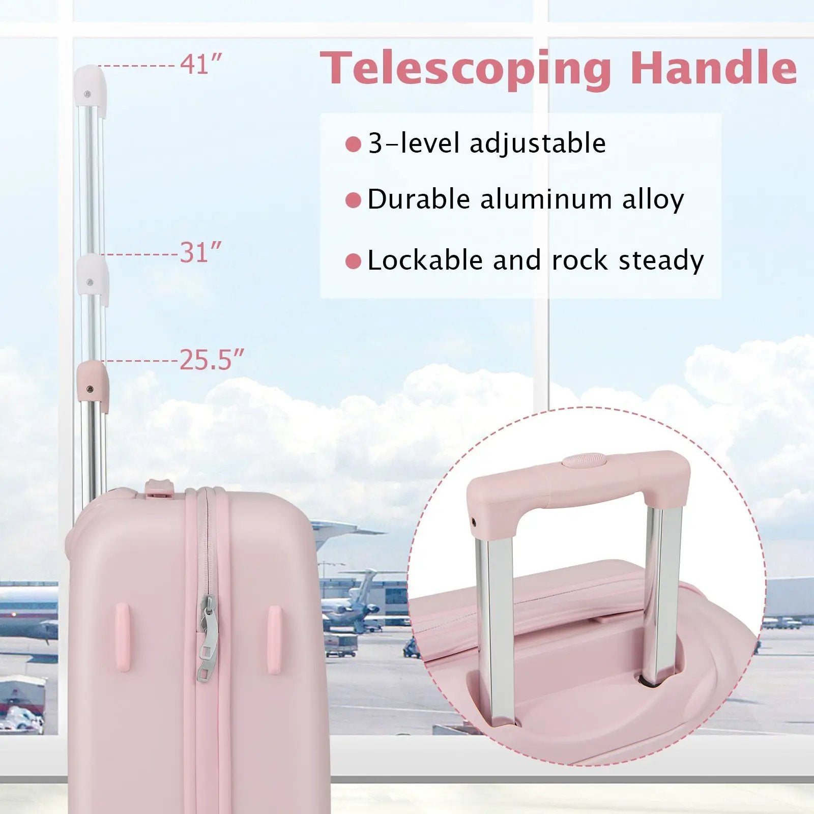 Hardside Luggage with Spinner Wheels with TSA Lock and Height Adjustable Handle by DirectDeals