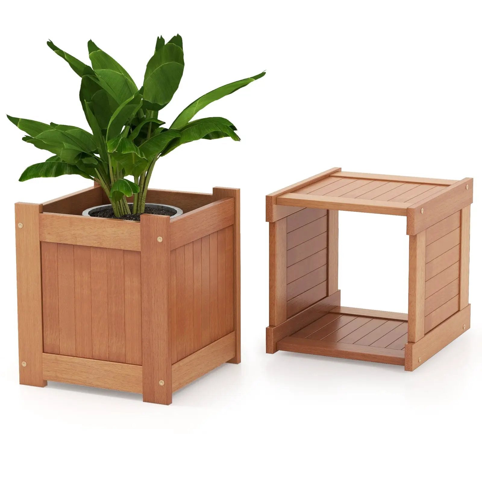 Wood Planter Box with Bench for Garden Yard Balcony by DirectDeals
