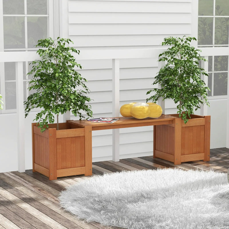 Wood Planter Box with Bench for Garden Yard Balcony by DirectDeals