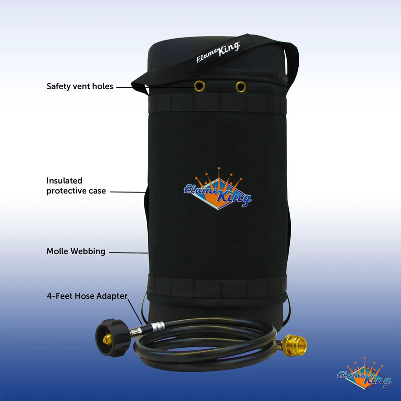 Flame King Propane Gas Hauler Kit 10lb Propane Tank, Adapter Hose and Insulated Protective Carry Case by Flame King Products