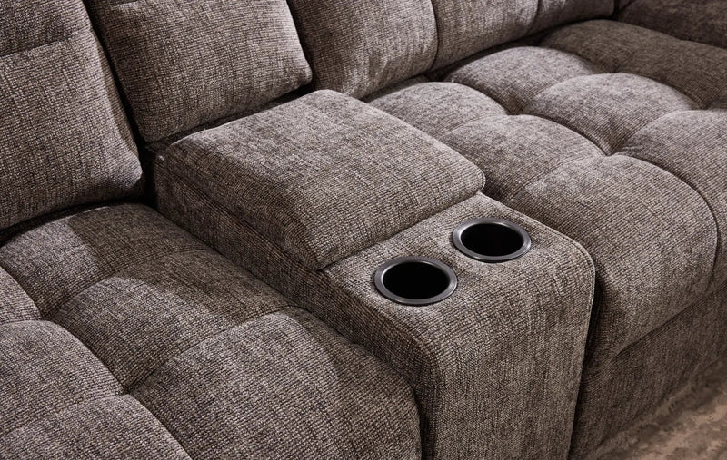 Haven Gunmetal 7-Piece Sleeper Sectional with Sliding Seats and Storage by Ornate Furniture