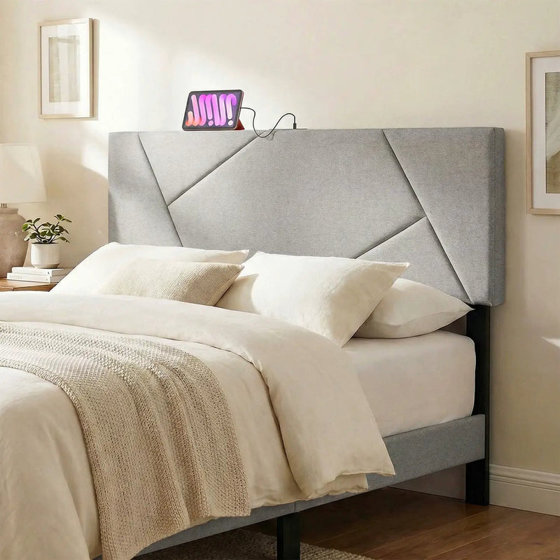 Headboard for Full Size Bed and Queen Geometric Upholstered Head Board by DirectDeals