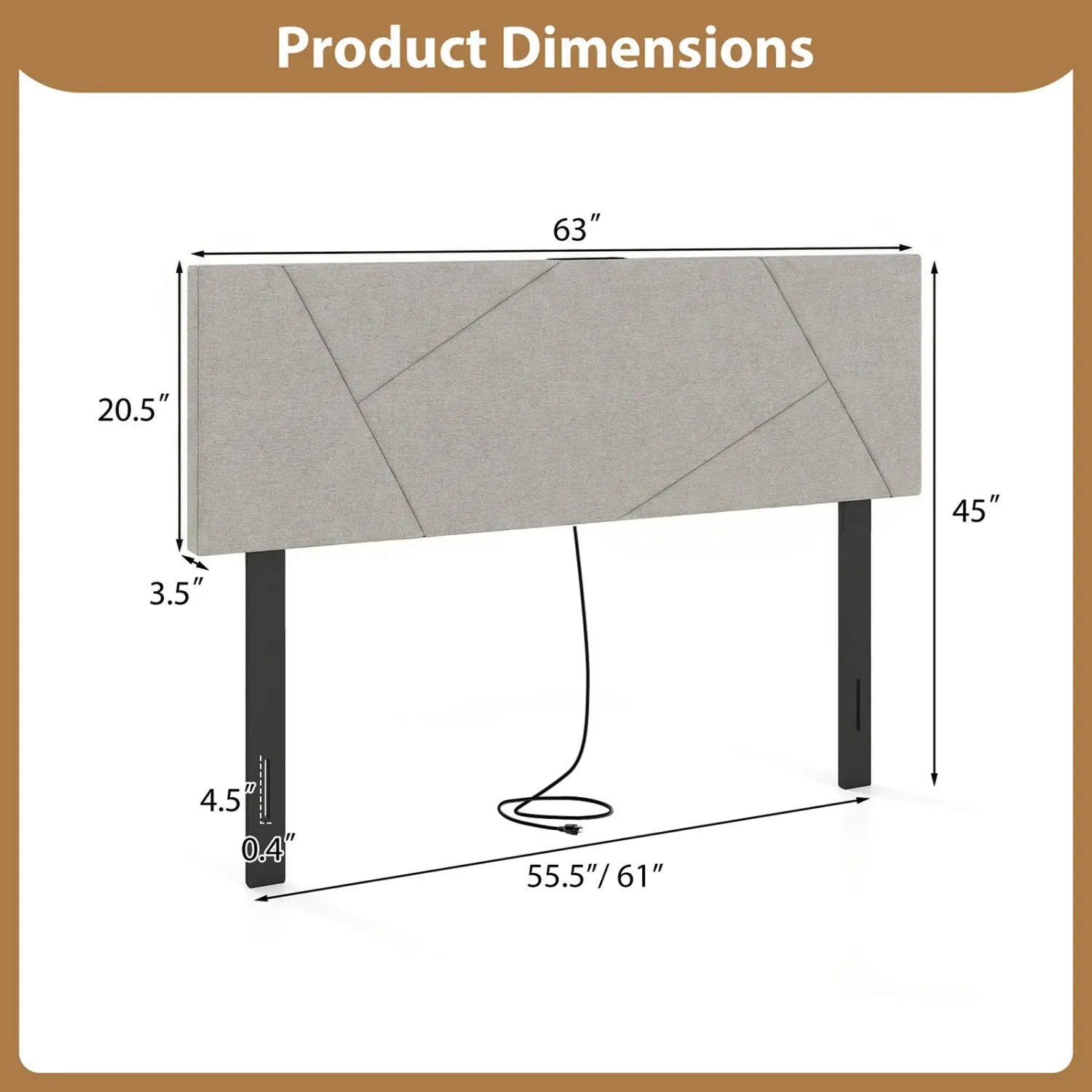 Headboard for Full Size Bed and Queen Geometric Upholstered Head Board by DirectDeals
