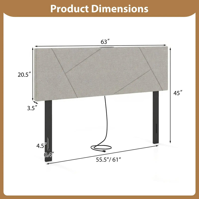 Headboard for Full Size Bed and Queen Geometric Upholstered Head Board by DirectDeals