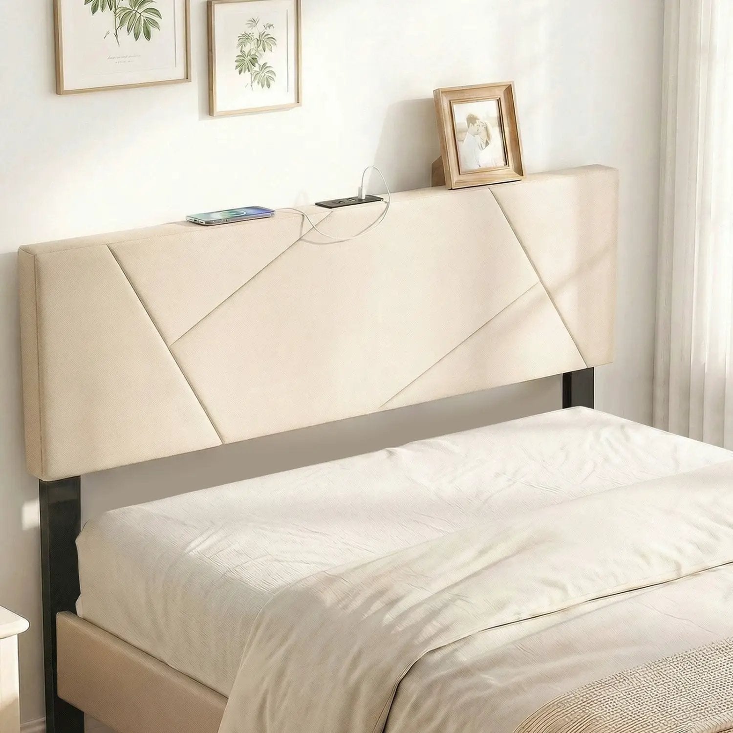 Headboard for Full Size Bed and Queen Geometric Upholstered Head Board by DirectDeals