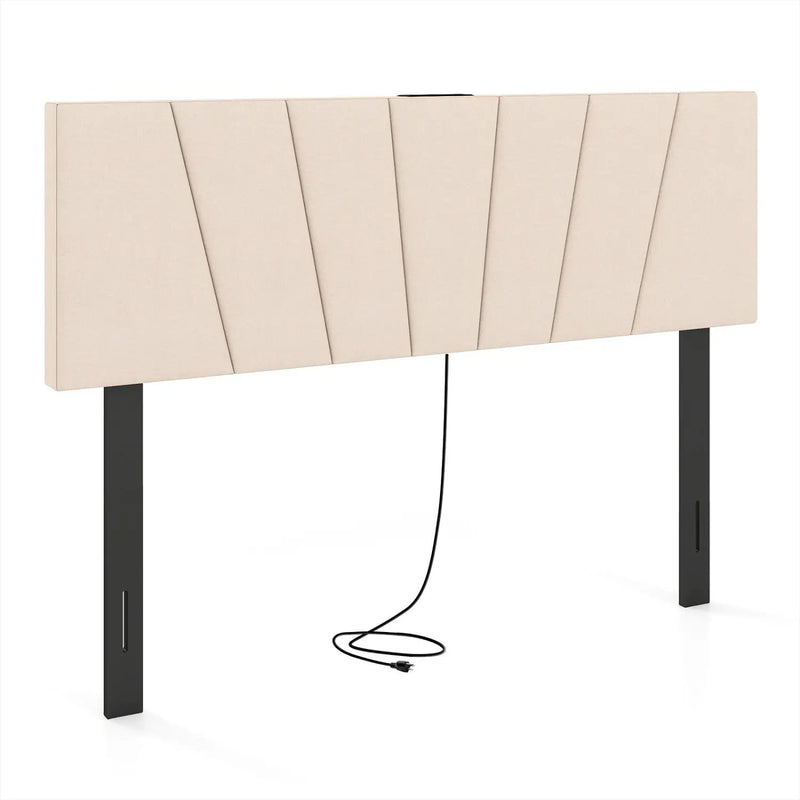 Headboard for Queen and Full Size Bed Geometric Upholstered Head Board by DirectDeals