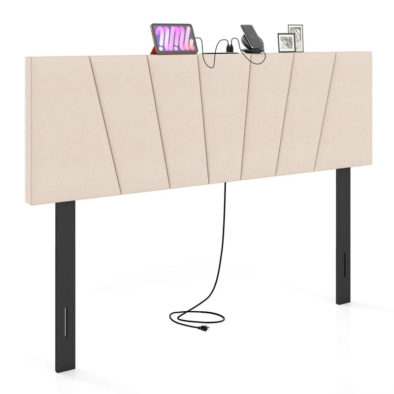 Headboard for Queen and Full Size Bed Geometric Upholstered Head Board by DirectDeals