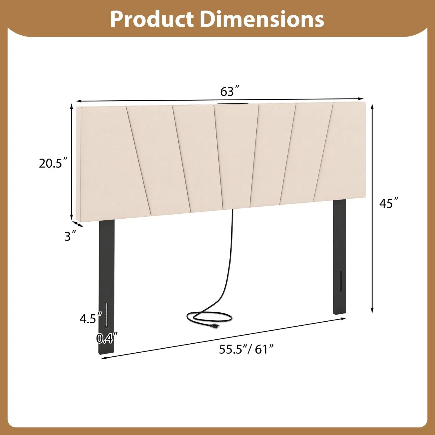 Headboard for Queen and Full Size Bed Geometric Upholstered Head Board by DirectDeals