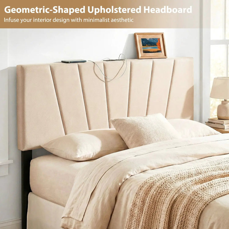 Headboard for Queen and Full Size Bed Geometric Upholstered Head Board by DirectDeals