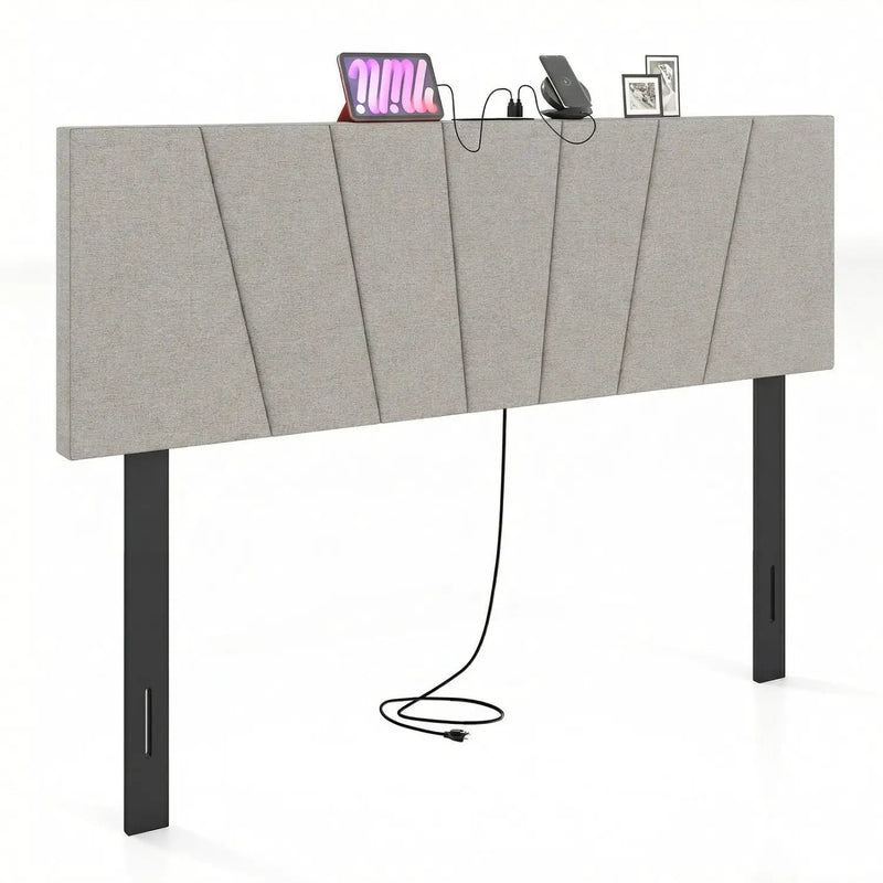Headboard for Queen and Full Size Bed Geometric Upholstered Head Board by DirectDeals