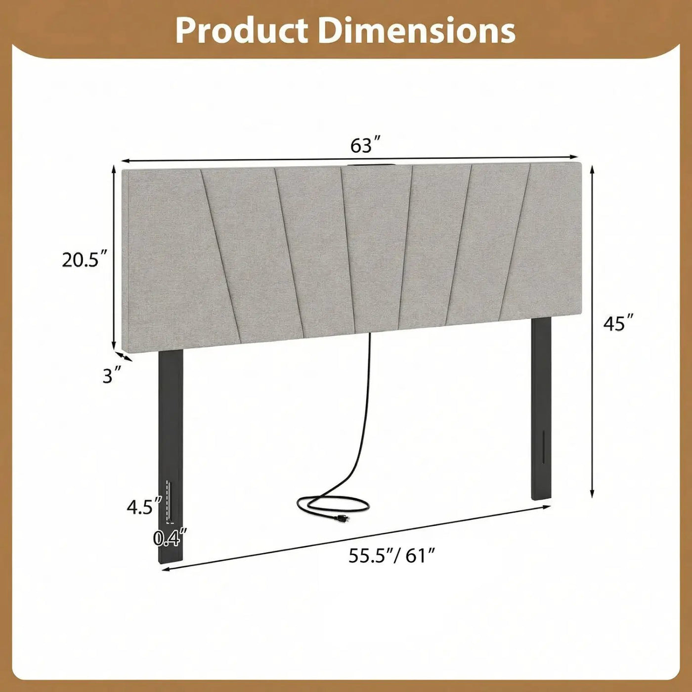 Headboard for Queen and Full Size Bed Geometric Upholstered Head Board by DirectDeals