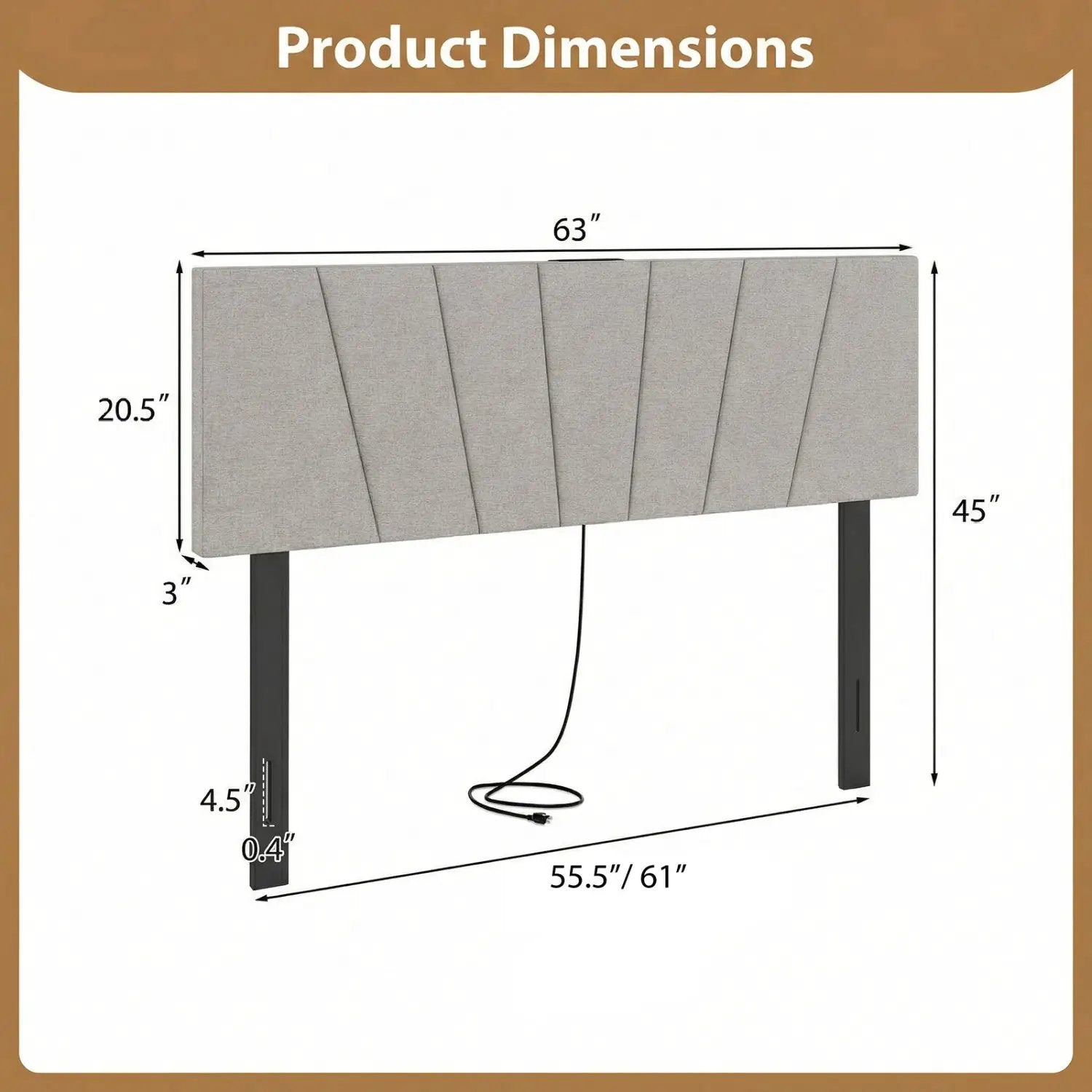 Headboard for Queen and Full Size Bed Geometric Upholstered Head Board by DirectDeals