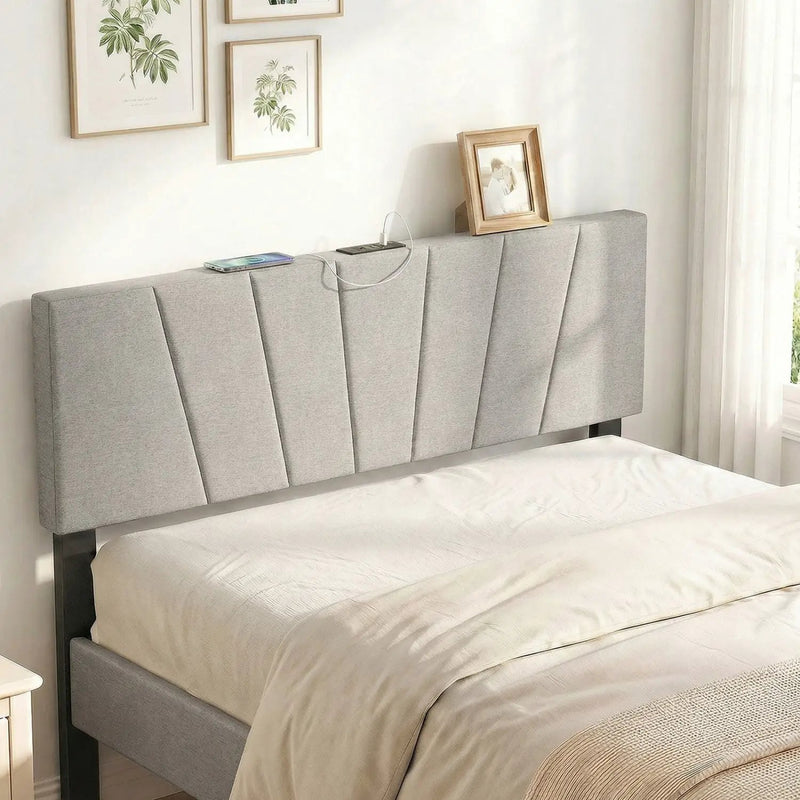 Headboard for Queen and Full Size Bed Geometric Upholstered Head Board by DirectDeals