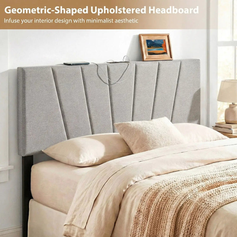 Headboard for Queen and Full Size Bed Geometric Upholstered Head Board by DirectDeals