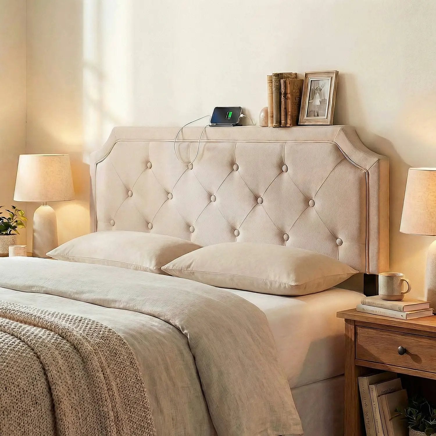 Headboard for Queen and Full Size Bed Tufted Upholstered Head Board by DirectDeals