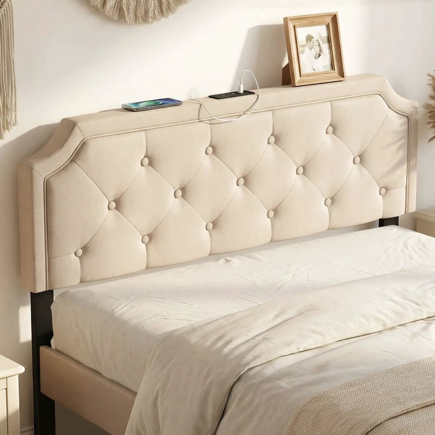 Headboard for Queen and Full Size Bed Tufted Upholstered Head Board by DirectDeals