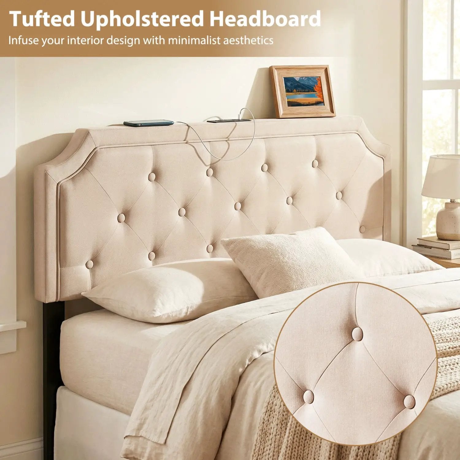 Headboard for Queen and Full Size Bed Tufted Upholstered Head Board by DirectDeals