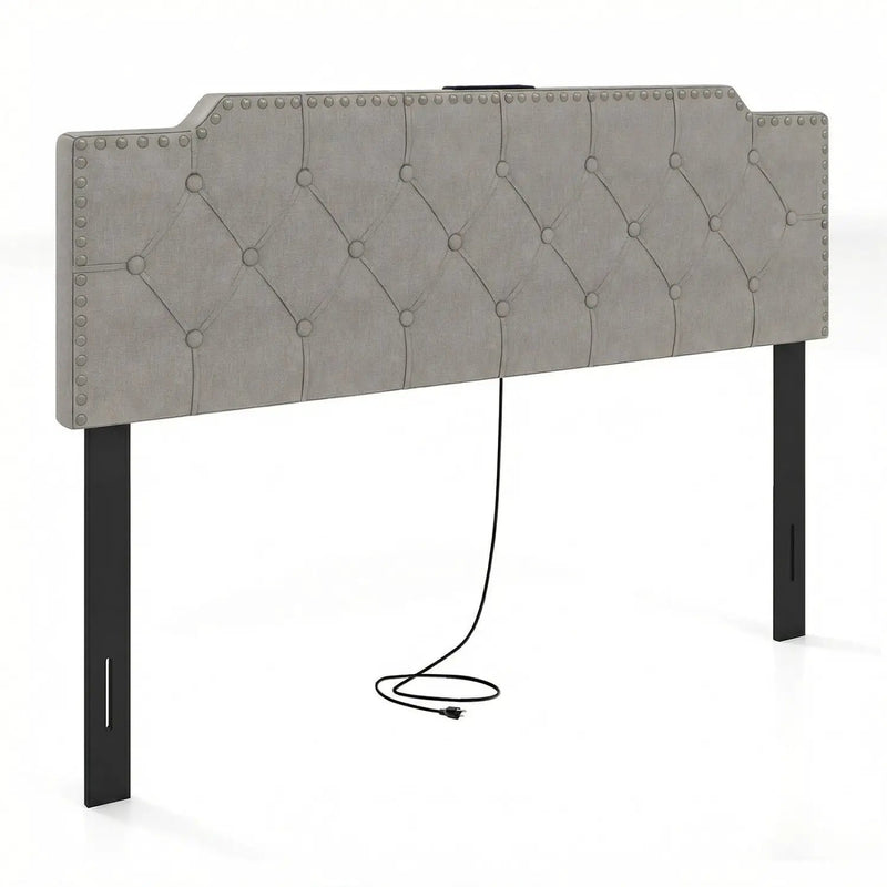 Headboard for Queen and Full Size Bed Rivet Tufted Upholstered Head Board by DirectDeals