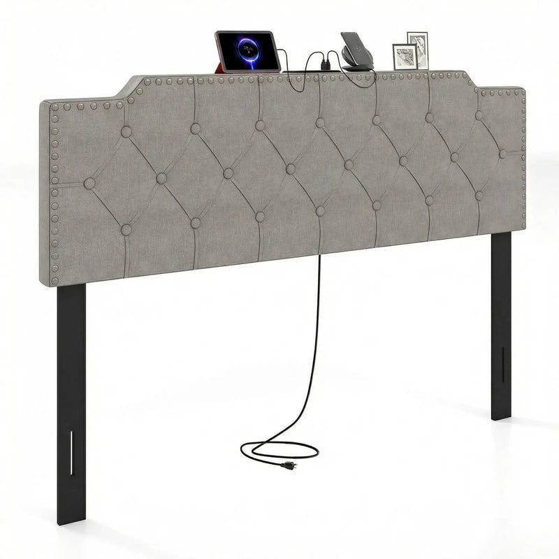 Headboard for Queen and Full Size Bed Rivet Tufted Upholstered Head Board by DirectDeals
