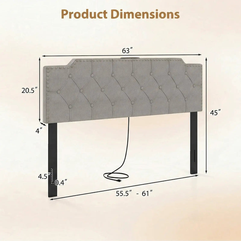 Headboard for Queen and Full Size Bed Rivet Tufted Upholstered Head Board by DirectDeals