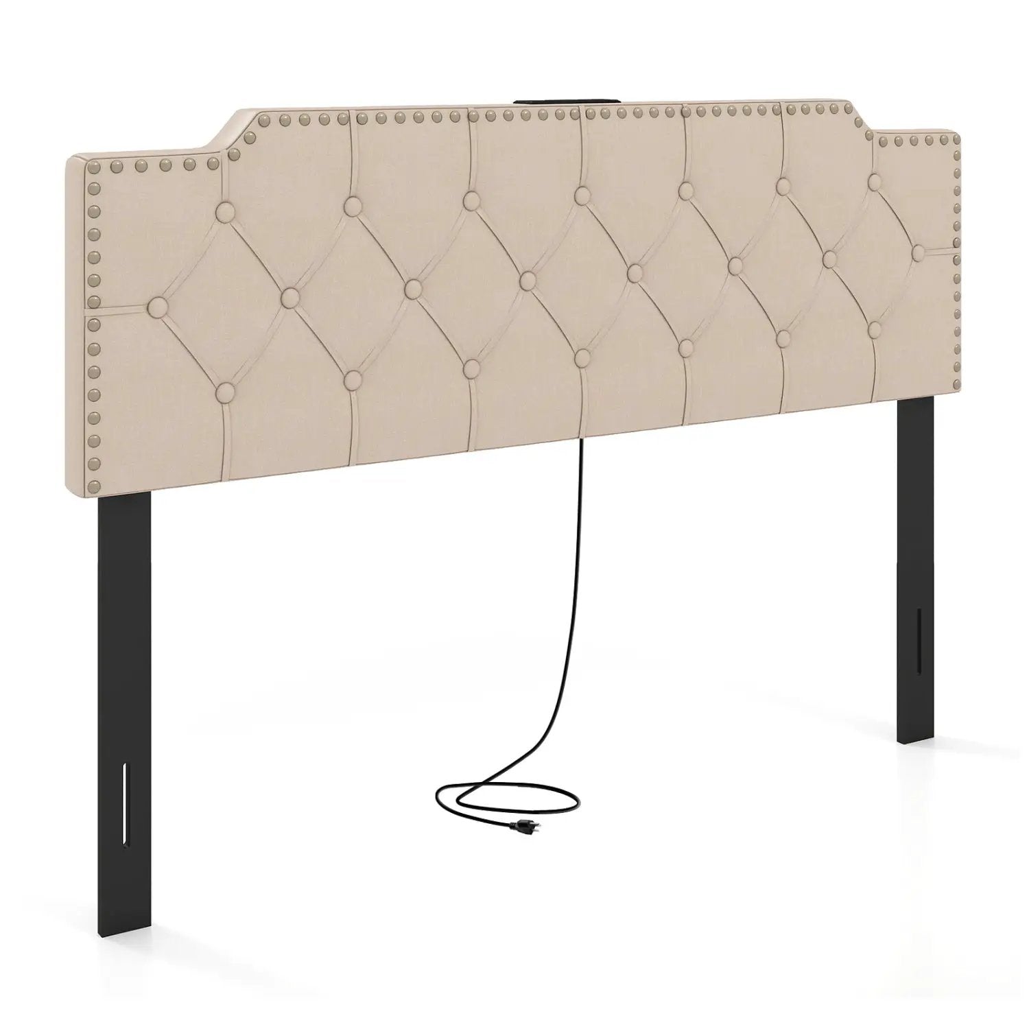 Headboard for Queen and Full Size Bed Rivet Tufted Upholstered Head Board by DirectDeals