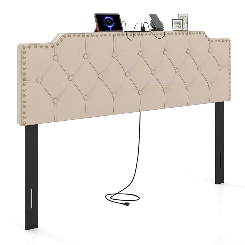 Headboard for Queen and Full Size Bed Rivet Tufted Upholstered Head Board by DirectDeals