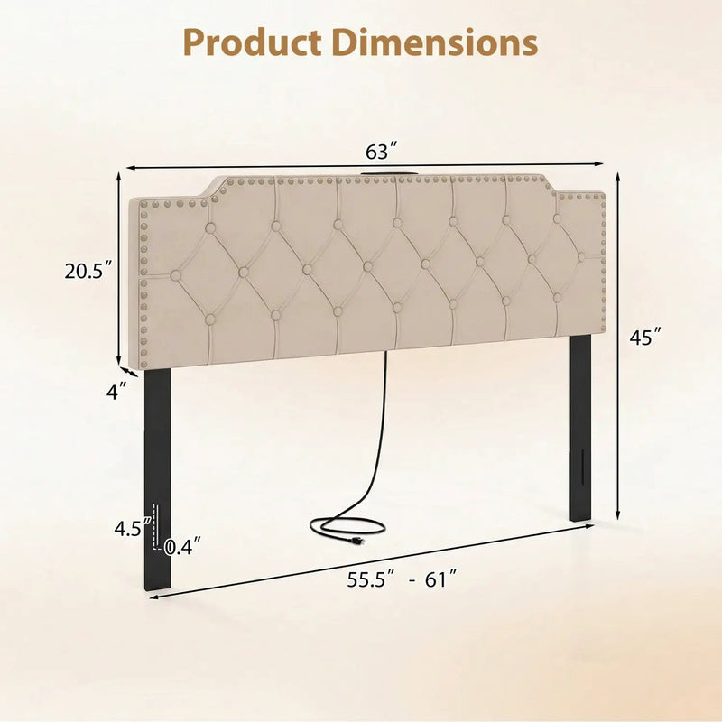 Headboard for Queen and Full Size Bed Rivet Tufted Upholstered Head Board by DirectDeals